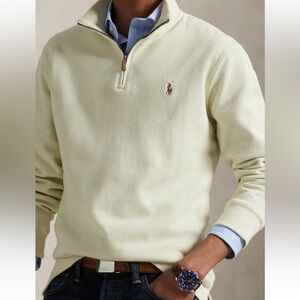 Ralph Lauren Cream Men's Estate Rib 1/4 zip pullover